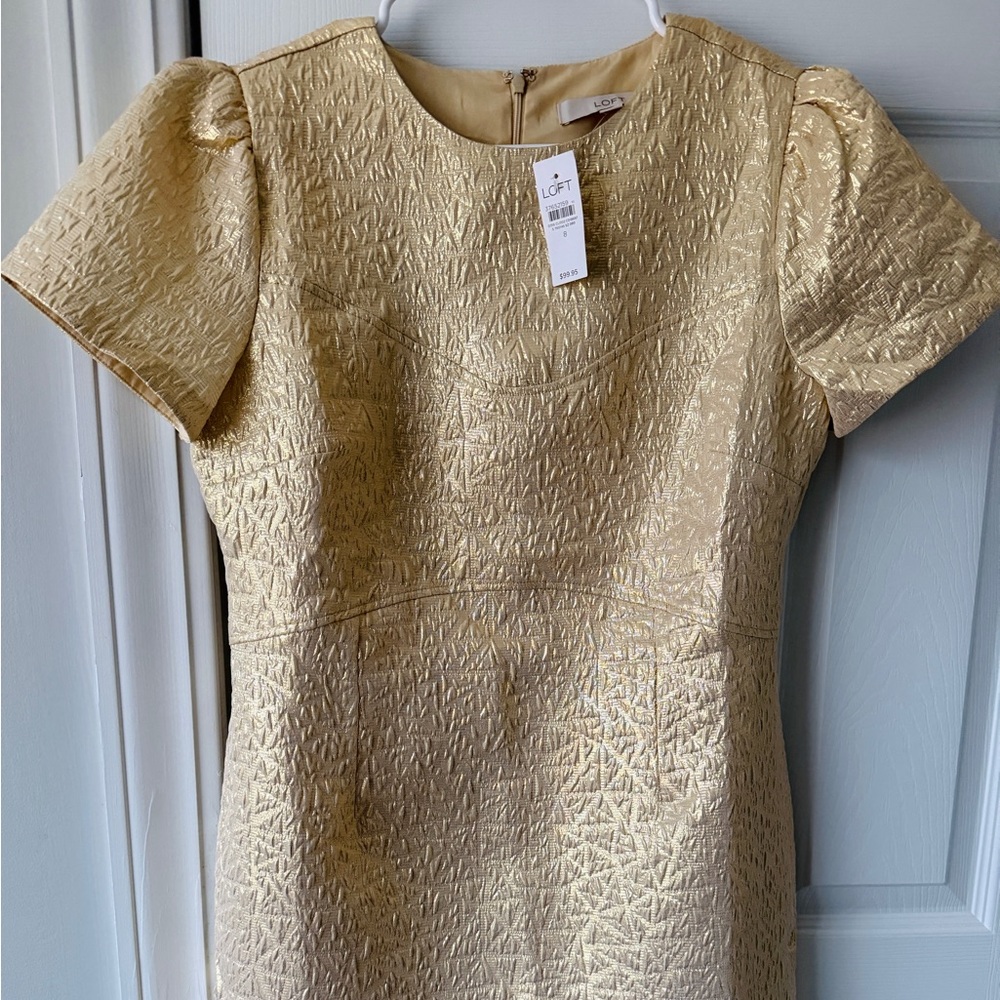 LOFT Gold Textured Dress ( Size 6) NEW